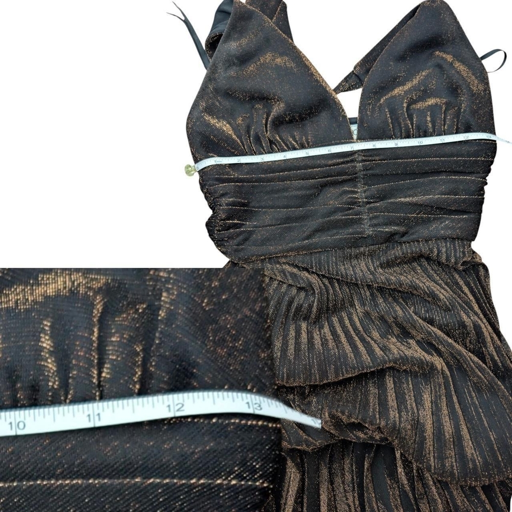 Vintage Cache Metallic Bronze Backless Pleated Ha… - image 3